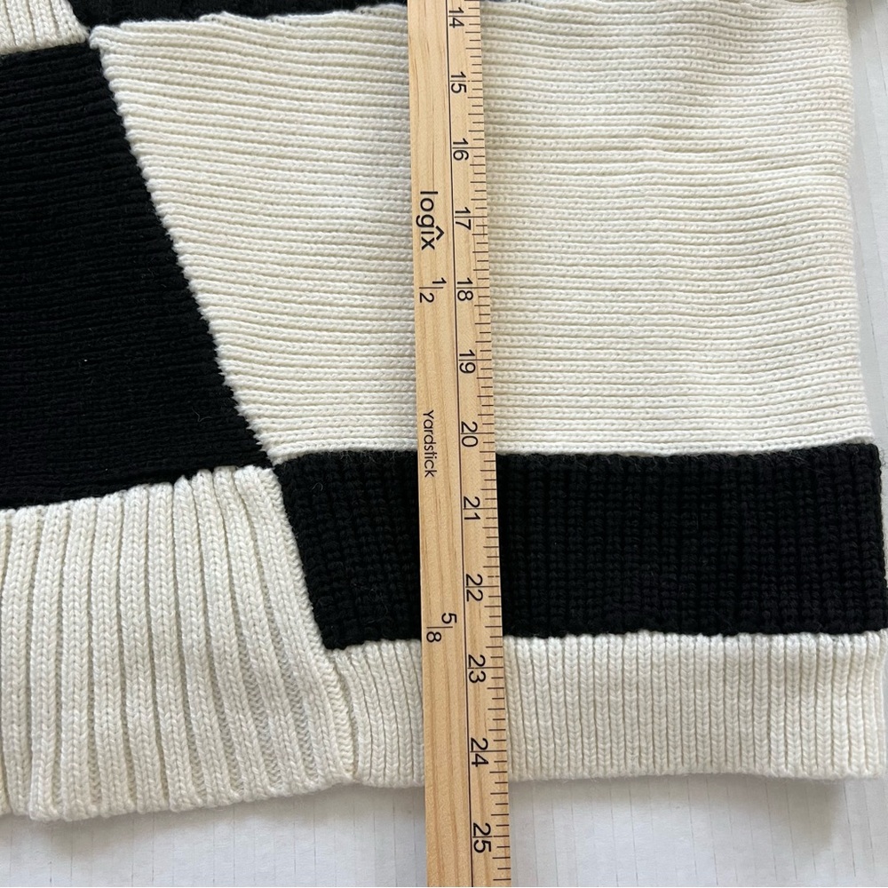 NWT RtA Aimee Wool Blend Geometric Colorblock Knit Sweater Black White Size L - Picture 16 of 16